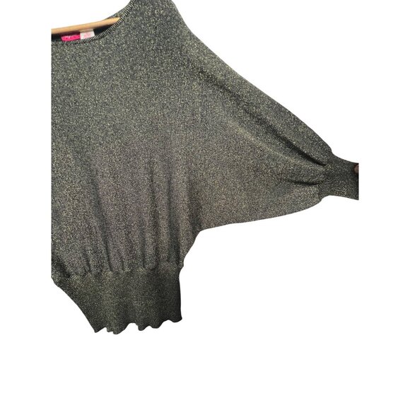 Red Paint Women Metallic Gold Gray Large Knit Sweater Cotton & Lurex Sparkly - Picture 7 of 16